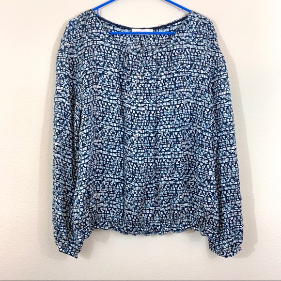 Tory Burch Silk Printed Honeycomb Blouse Top - Picture 3 of 8